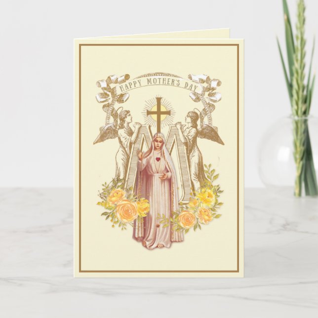 Vintage Blessed Virgin Mary Catholic Mother's Day Card (Front)