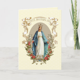 Vintage Blessed Virgin Mary Catholic Mother's Day Card