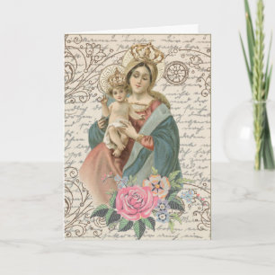 Vintage Blessed Virgin Mary Jesus Mother's Day Card