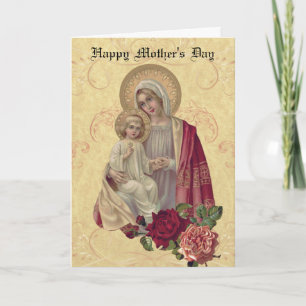 Vintage Blessed Virgin Mary Jesus Mother's Day Card