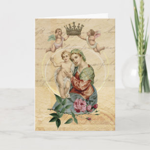 VIntage Blessed Virgin Mary Jesus Mother's Day Card