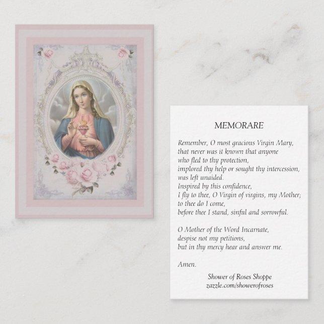 Vintage Blessed Virgin Mary Memorare Holy Card (Front/Back)