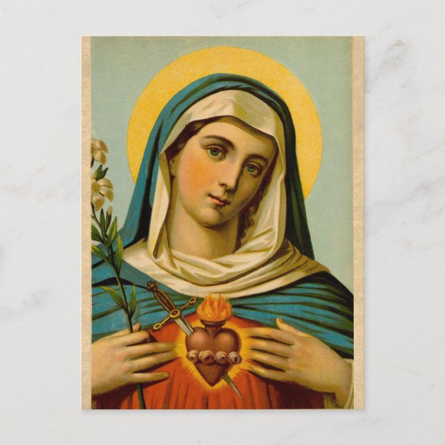 Vintage Blessed Virgin Mary Portrait Catholic Postcard (Front)