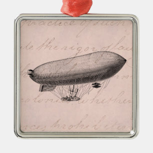 Vintage Blimp Old Zeppelin Retro Hot Air Balloon Metal Tree Decoration