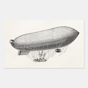 Vintage Blimp Old Zeppelin Retro Hot Air Balloon Rectangular Sticker