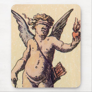 Vintage Blindfolded Cupid, Valentines Tarot Card Mouse Mat