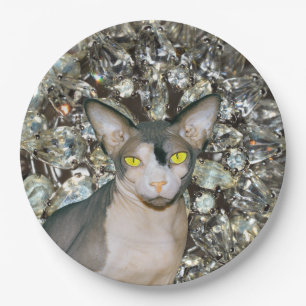 Vintage Bling Sphynx Cat by Rex Cats Paper Plate