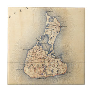 Vintage Block Island RI Map (1899) Tile
