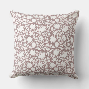 vintage block print inspired tan pillow