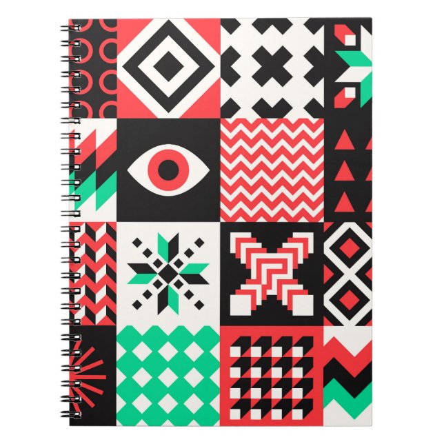 Vintage Block Shapes Abstract Background. Notebook (Front)
