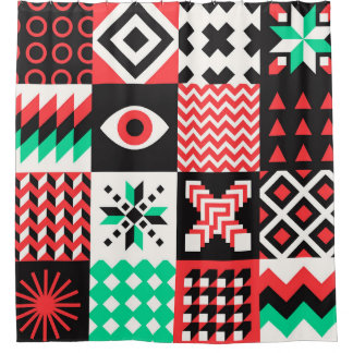 Vintage Block Shapes Abstract Background. Shower Curtain