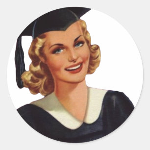 Vintage Blonde Educated Lady Classic Round Sticker
