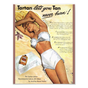 Vintage Blonde Girl Tanning Lotion Ad Photo Print