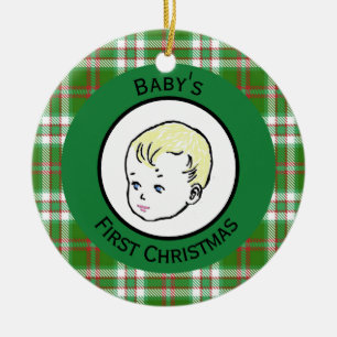 Vintage Blonde Hair Baby's First Christmas Ceramic Tree Decoration