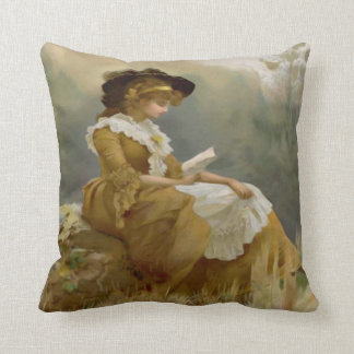 Vintage Blonde Lady Reading Cushion