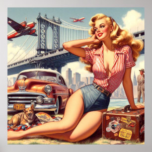 Vintage Blonde Pin-up Poster