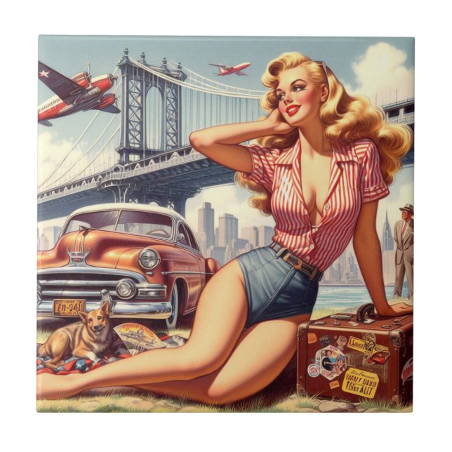 Vintage Blonde Pin-up Tile (Front)