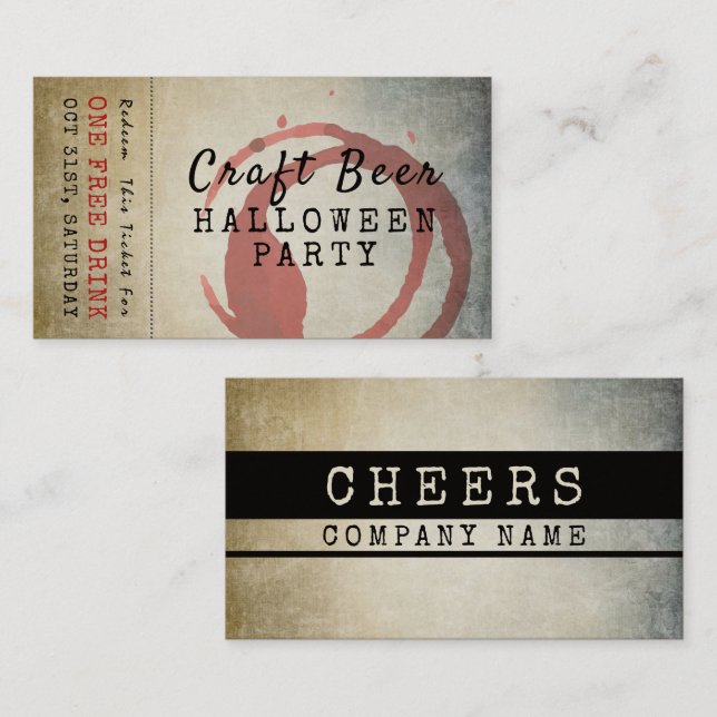 Vintage Bloody Stain Free Drink Discount Card (Front/Back)