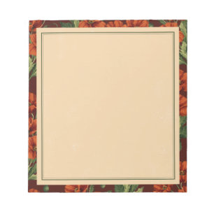 Vintage Bloom Crimson Poppies Notepad