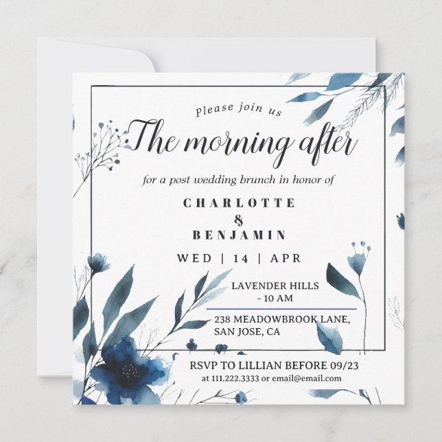 Vintage Bloom Morning After Wedding Brunch Invitation (Front)