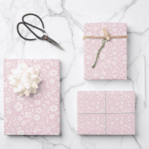 Vintage Bloom Neutral - Blush Pink Wrapping Paper Sheet
