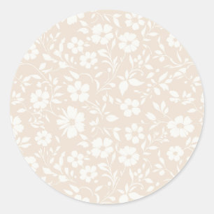 Vintage Bloom Neutral - Soft Linen Classic Round Sticker
