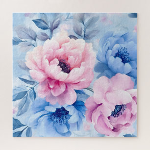 Vintage Bloom Pastel Petals Watercolor Jigsaw Puzzle