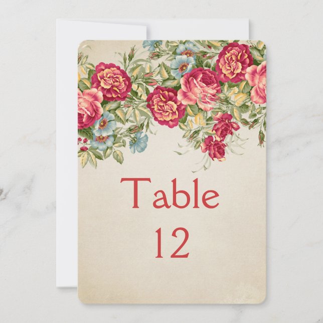 Vintage Bloom Roses Table card (Front)