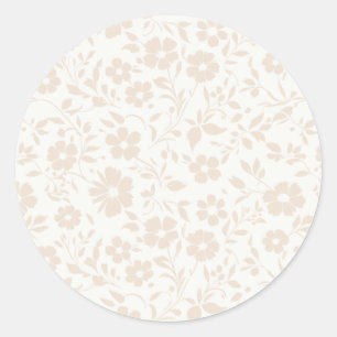 Vintage Bloom Soft Linen - Neutral Classic Round Sticker