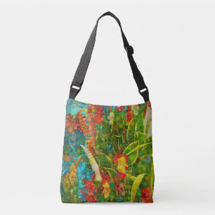Vintage Bloom Tropical Wildflowers Crossbody Bag
