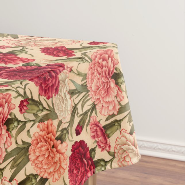Vintage Blooming Carnation Art Tablecloth (In Situ)