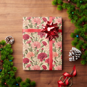 Vintage Blooming Carnation Art Wrapping Paper