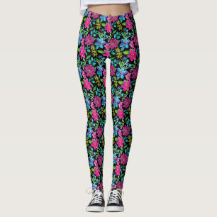 vintage blooming flowers leggings