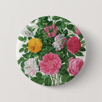 Vintage Blooming Flowers, Spring Garden Roses 6 Cm Round Badge