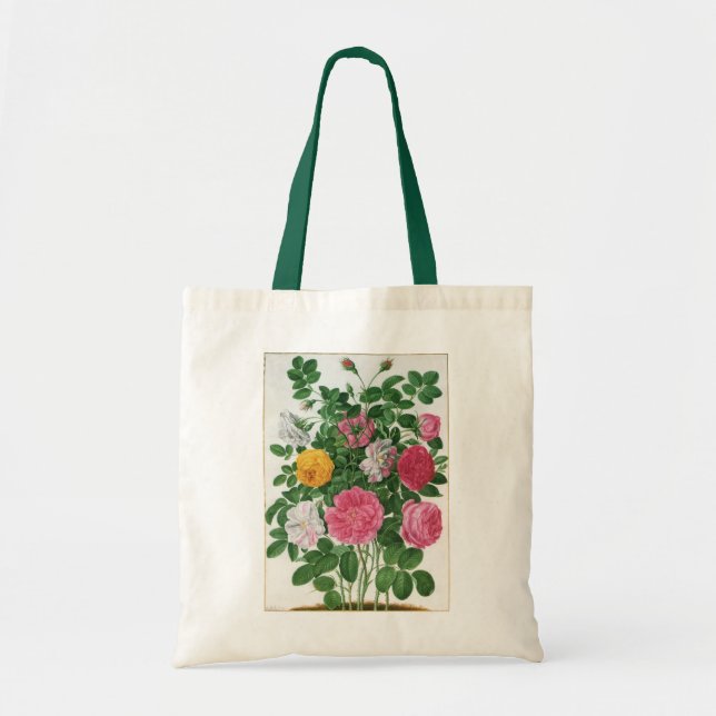 Vintage Blooming Flowers, Spring Garden Roses Tote Bag (Front)