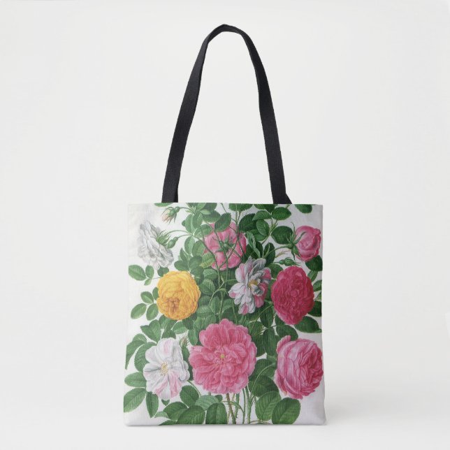 Vintage Blooming Flowers, Spring Garden Roses Tote Bag (Front)