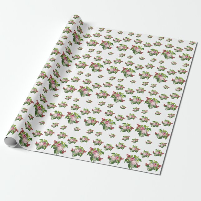 vintage blooming flowers wrapping paper (Unrolled)