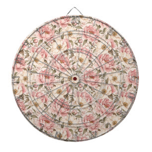 Vintage Blooming Peonies Pattern Dartboard