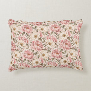 Vintage Blooming Peonies Pattern Decorative Cushion