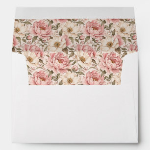 Vintage Blooming Peonies Pattern Envelope