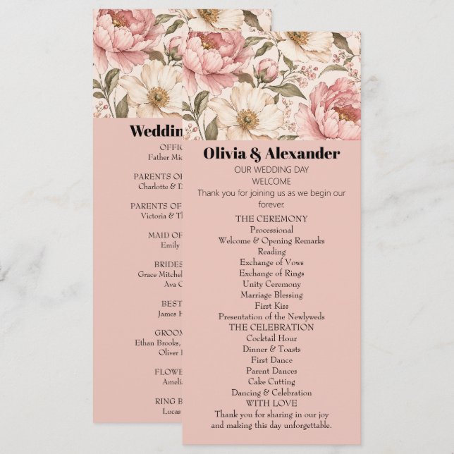 Vintage Blooming Peonies Pattern Invitation (Front/Back)