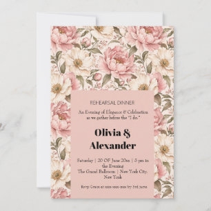 Vintage Blooming Peonies Pattern Invitation
