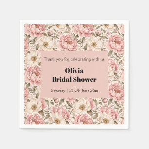 Vintage Blooming Peonies Pattern Napkin