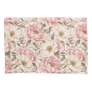 Vintage Blooming Peonies Pattern Pillowcase