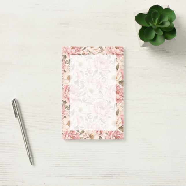 Vintage Blooming Peonies Pattern Post-it Notes (Office)