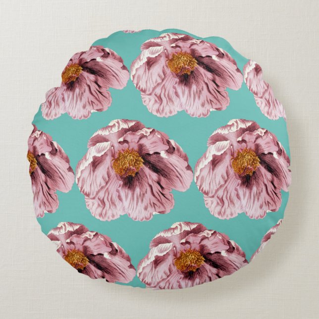 Vintage blooming peony  decorative cushion (Front)