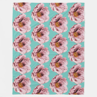 Vintage blooming peony  fleece blanket