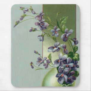 Vintage Blooming Purple Flowers in an Easter Egg Mouse Mat