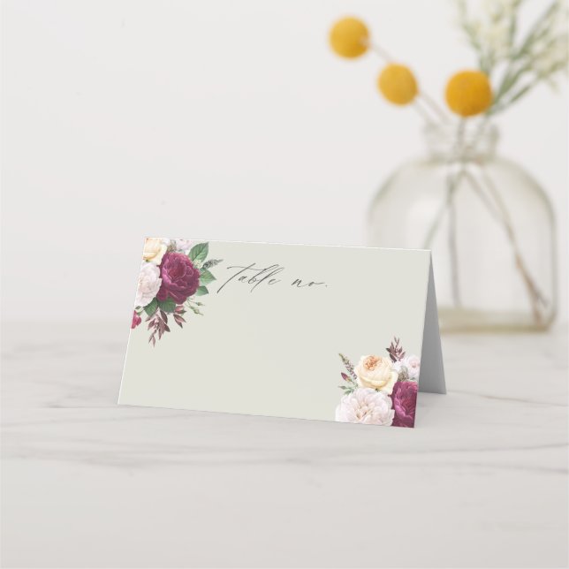Vintage blooms floral wedding place card (Front)
