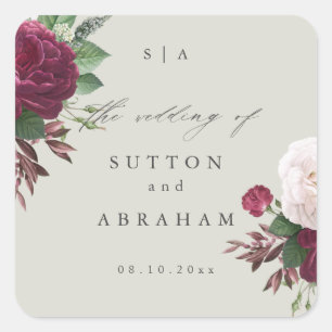 Vintage Blooms Floral Wedding  Square Sticker